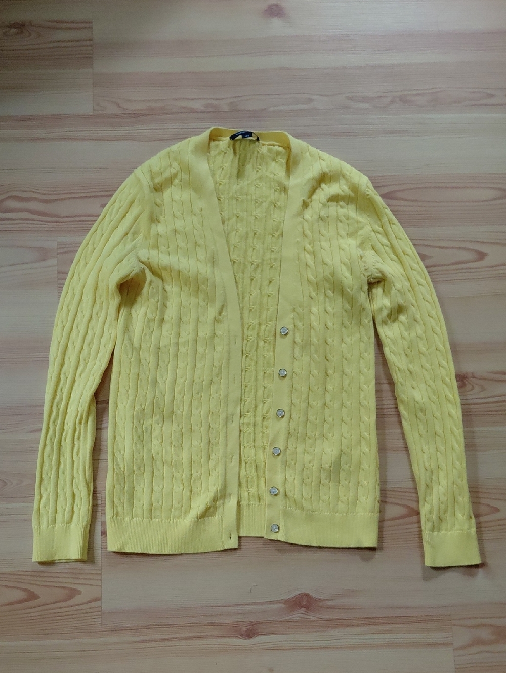Lands' End Bright Yellow Cable-Knit Sweater- 100% cotton